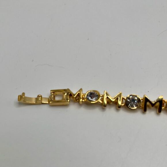 MOM gold tone and rhinestone bracelet - Picture 7 of 7